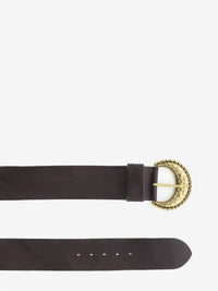 Maxi dark brown leather belt