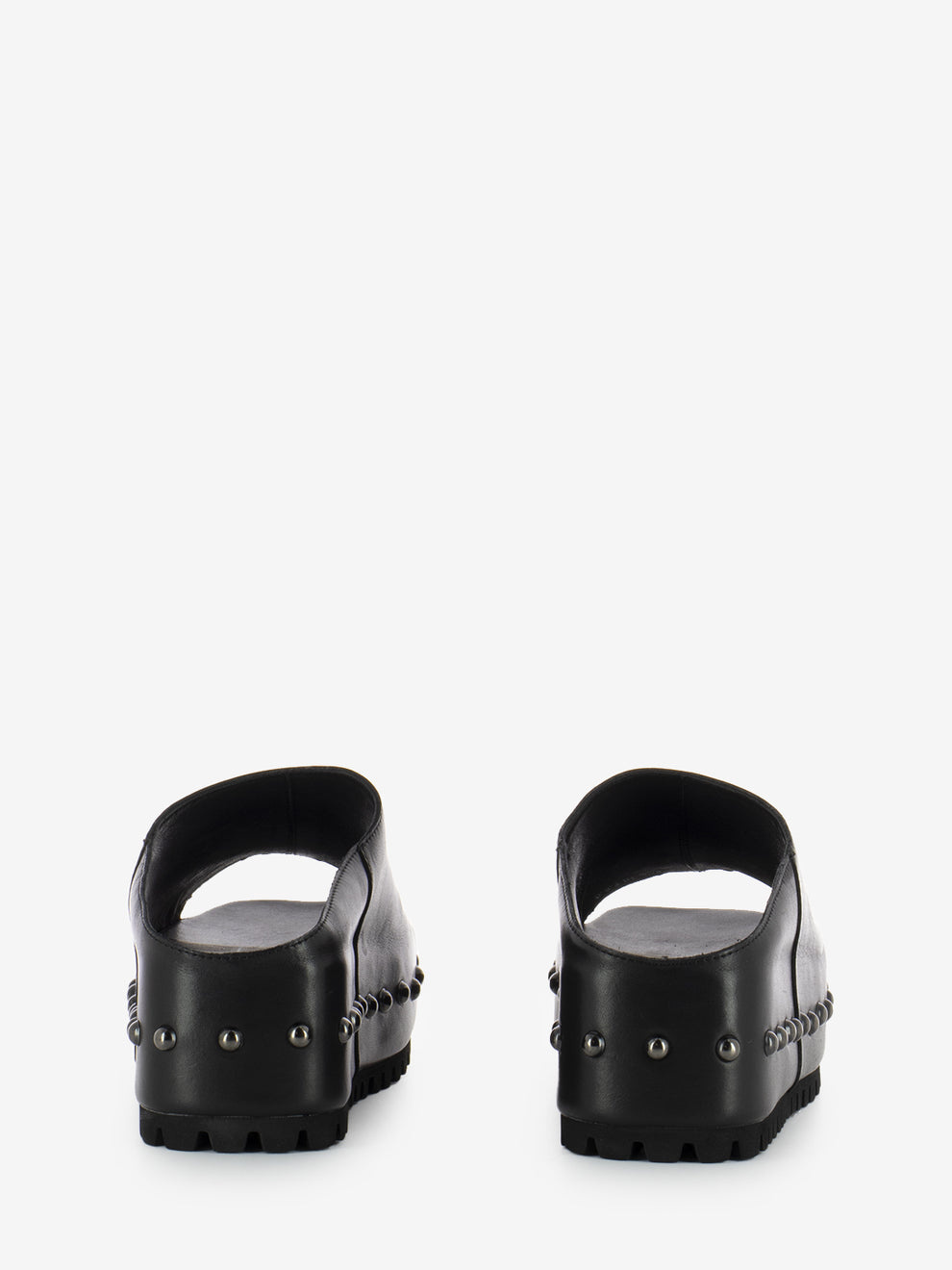 Black wedge slippers with studs