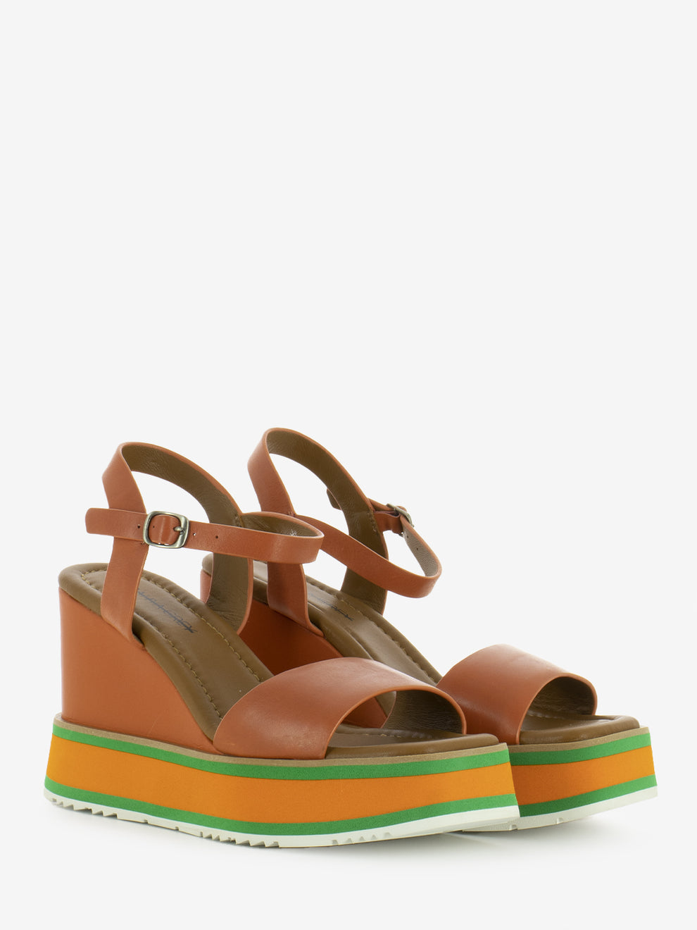 Orange/Green Wedge Sandals