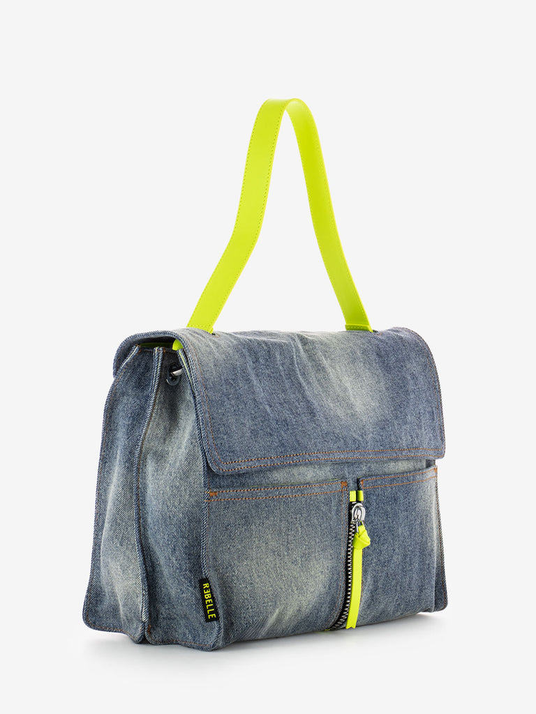 REBELLE - Borsa a cartella Clio denim / lime