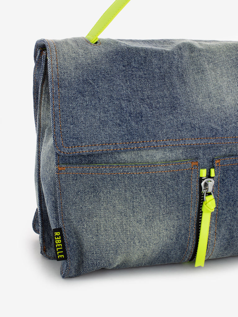 REBELLE - Borsa a cartella Clio denim / lime