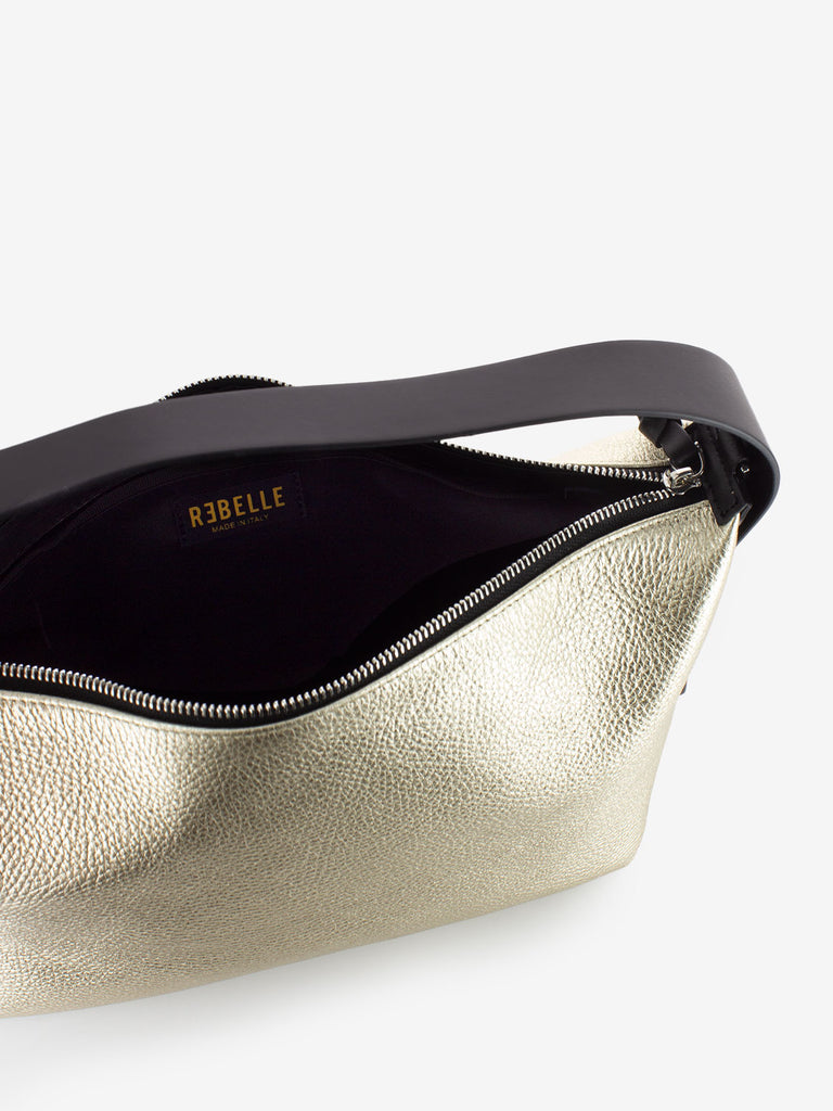 REBELLE - Borsa Hobo Giovanna dollaro laminato gold