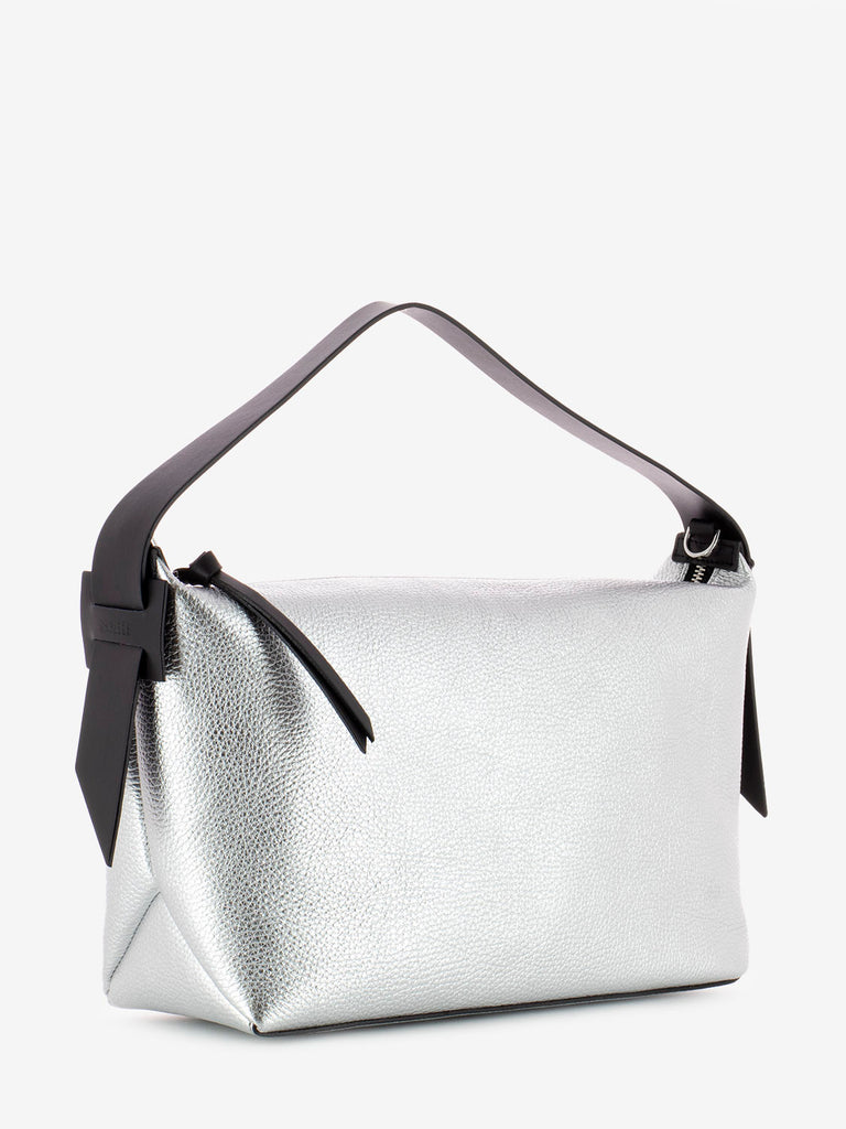 REBELLE - Borsa Hobo Giovanna dollaro laminato silver