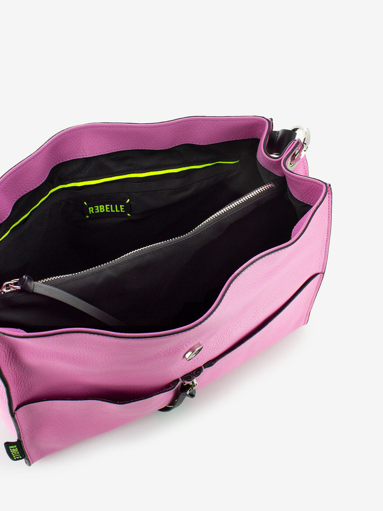 REBELLE - Borsa satchel Clio L pelle rosa shock