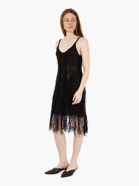 Black fringed knitted short dress