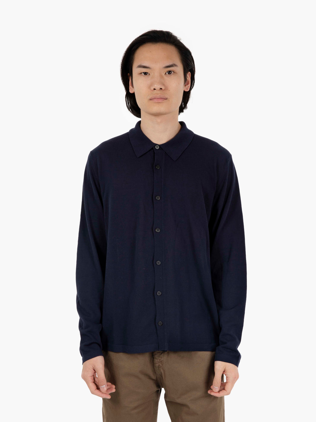 Camicia in maglia a maniche lunghe navy