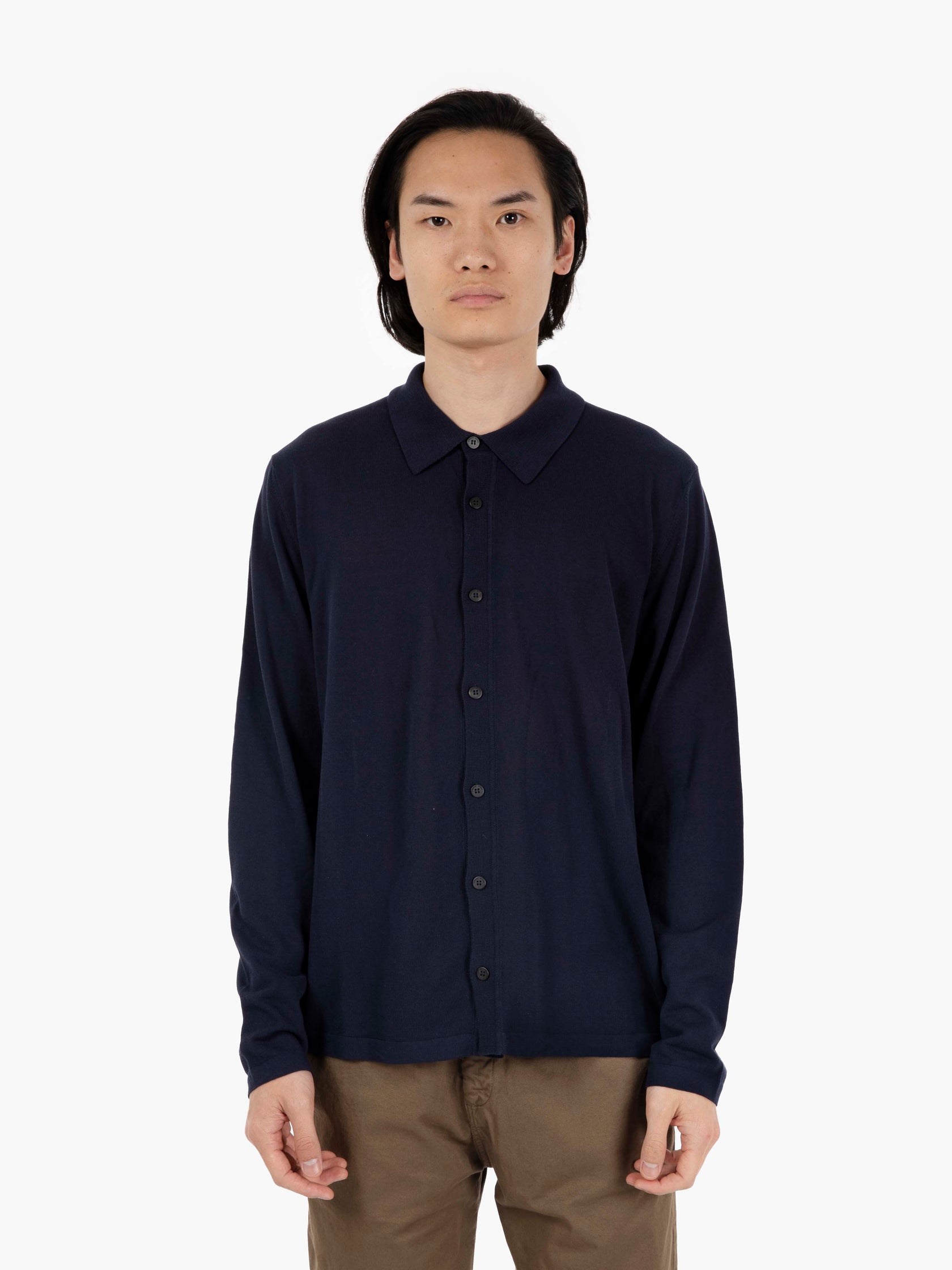 Camicia in maglia a maniche lunghe navy