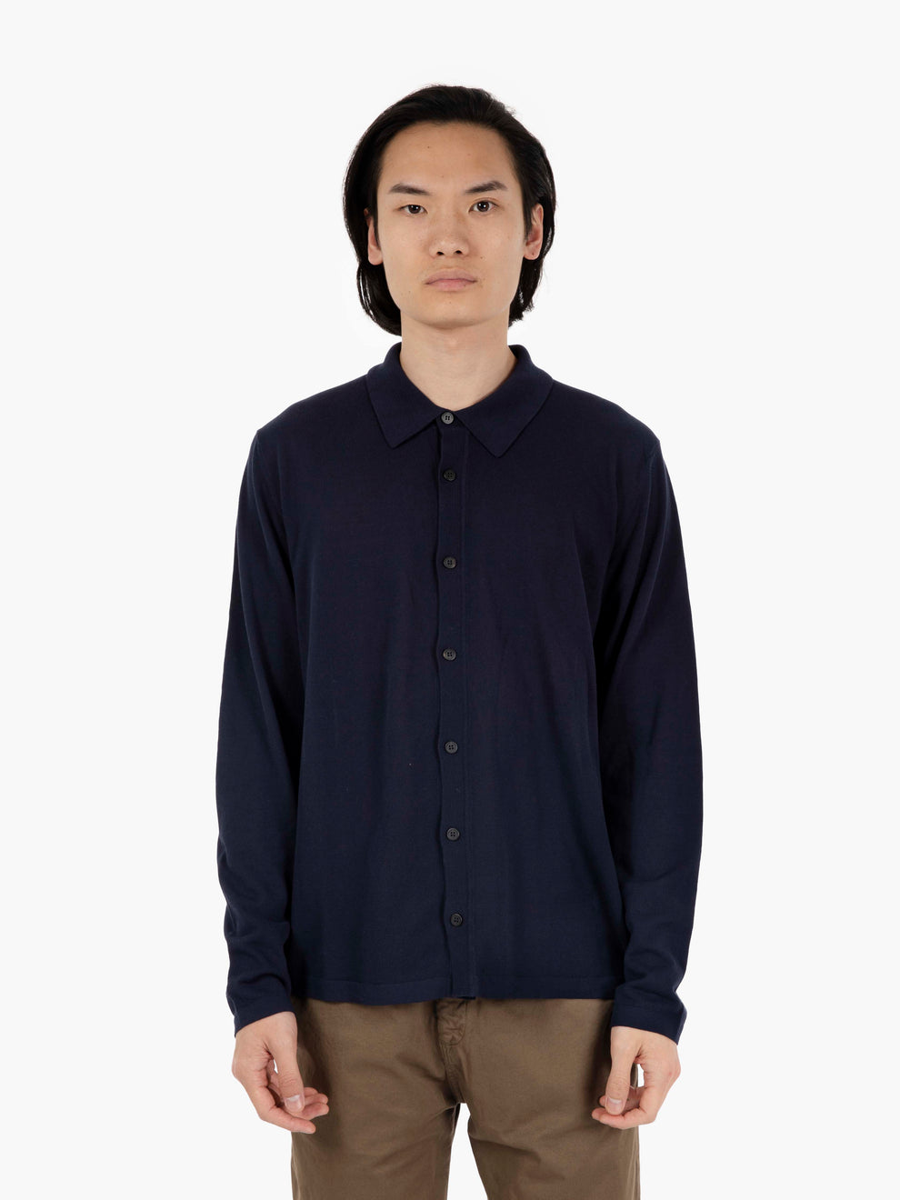 Camicia in maglia a maniche lunghe navy