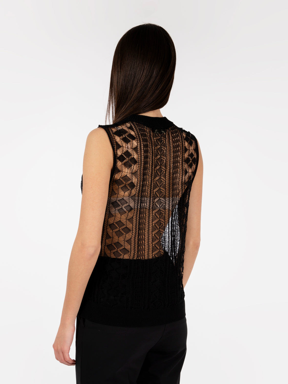 Black crochet tank top