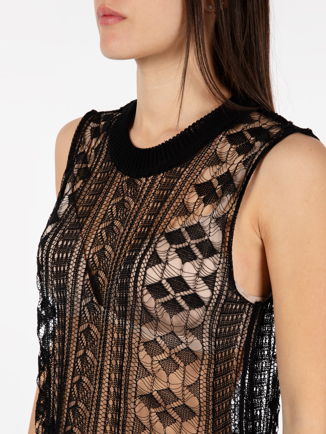 Black crochet tank top