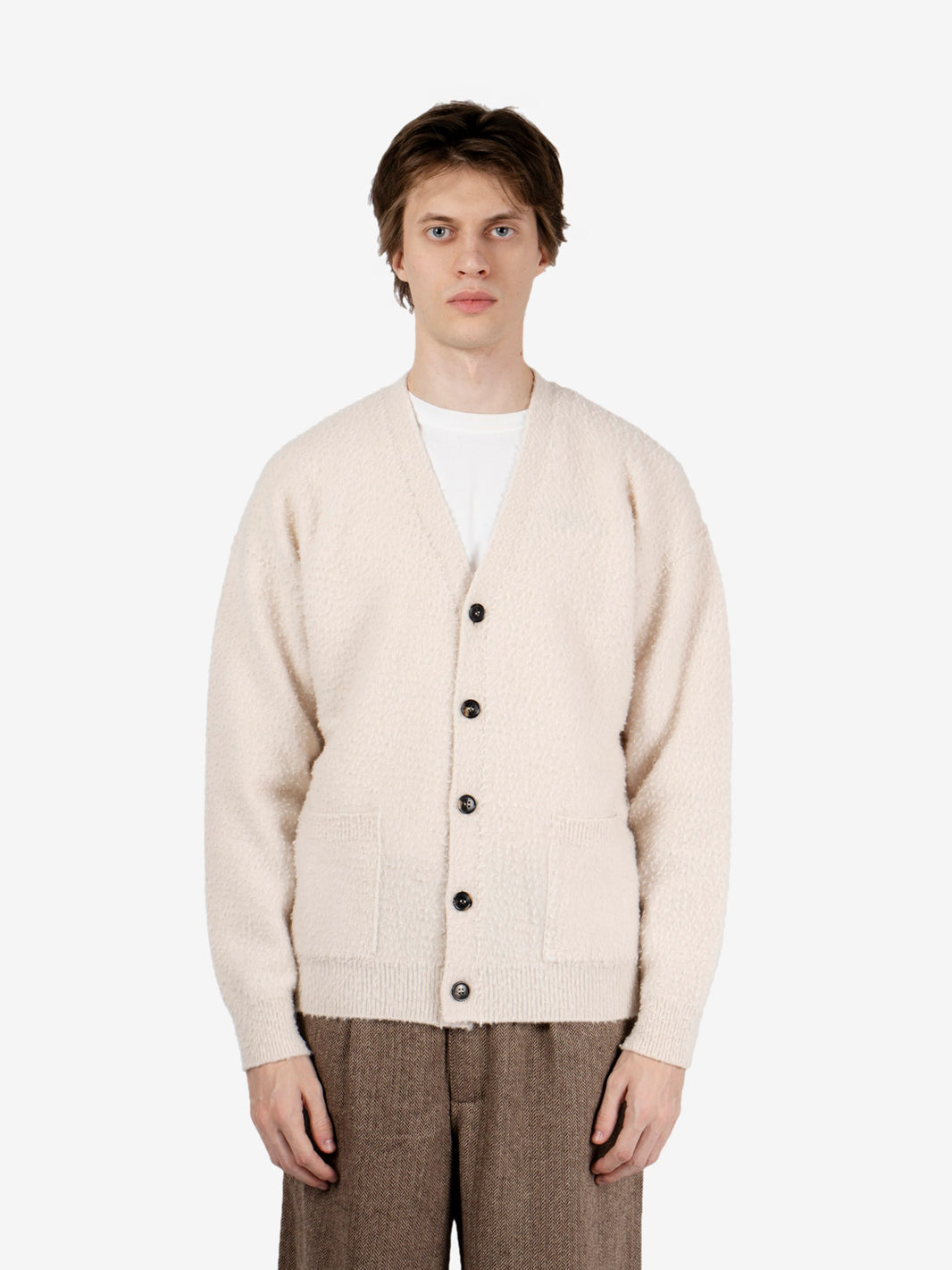 Casentino wool cardigan in rose salt