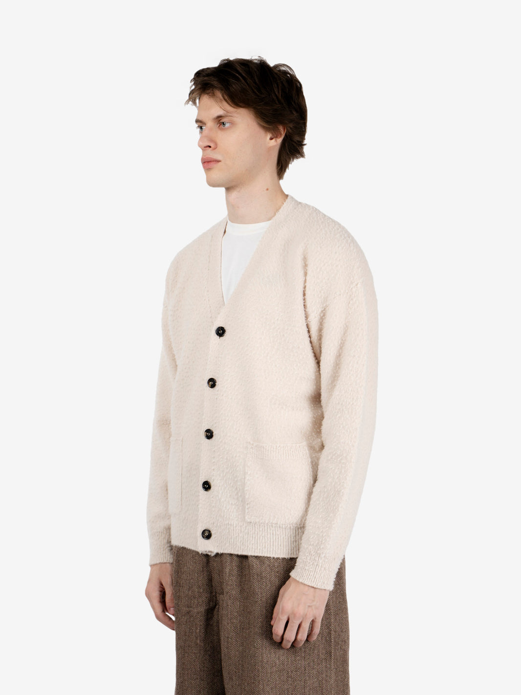 Casentino wool cardigan in rose salt