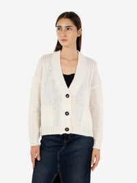 Cardigan in misto alpaca ecru