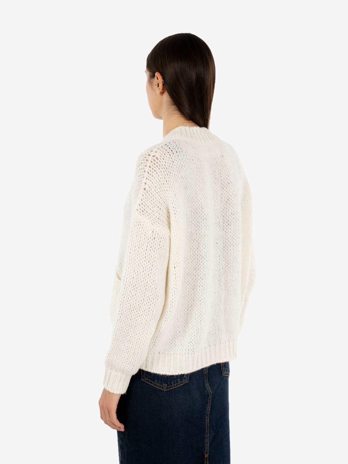 Cardigan in misto alpaca ecru