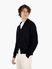 ROBERTO COLLINA - Cardigan punto rete navy