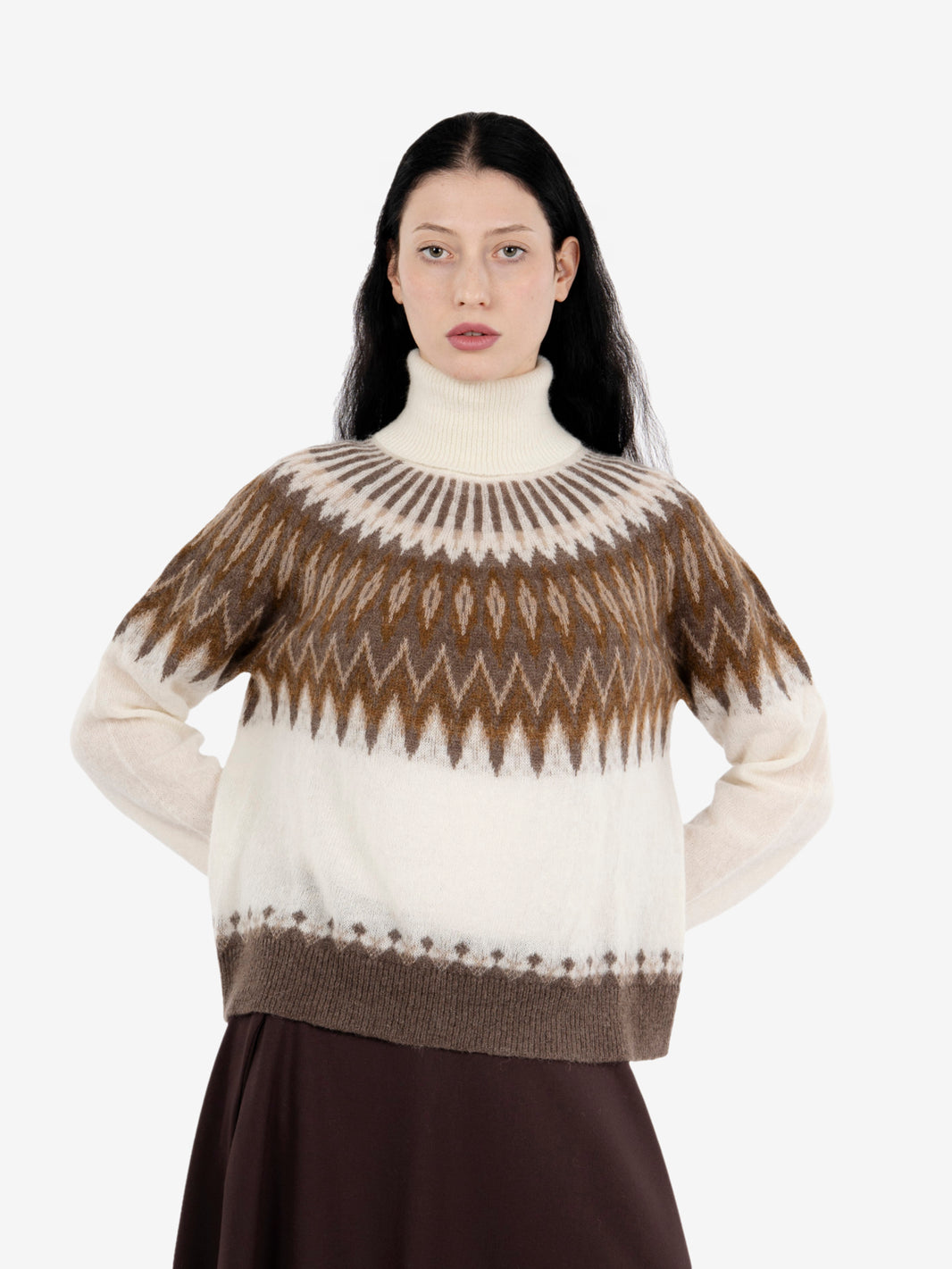 Dolcevita Fair Isle ecru / taupe