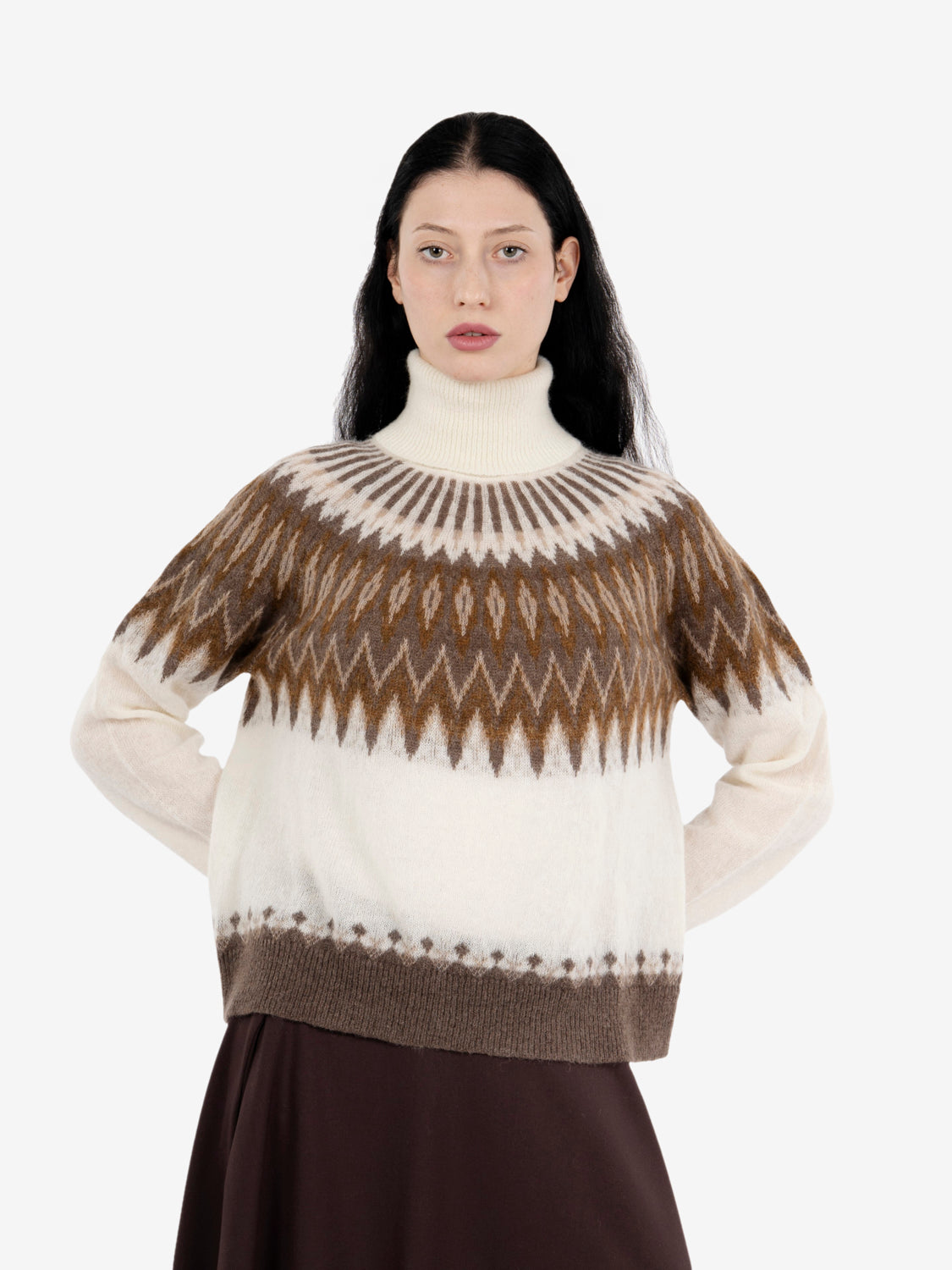 Dolcevita Fair Isle ecru / taupe