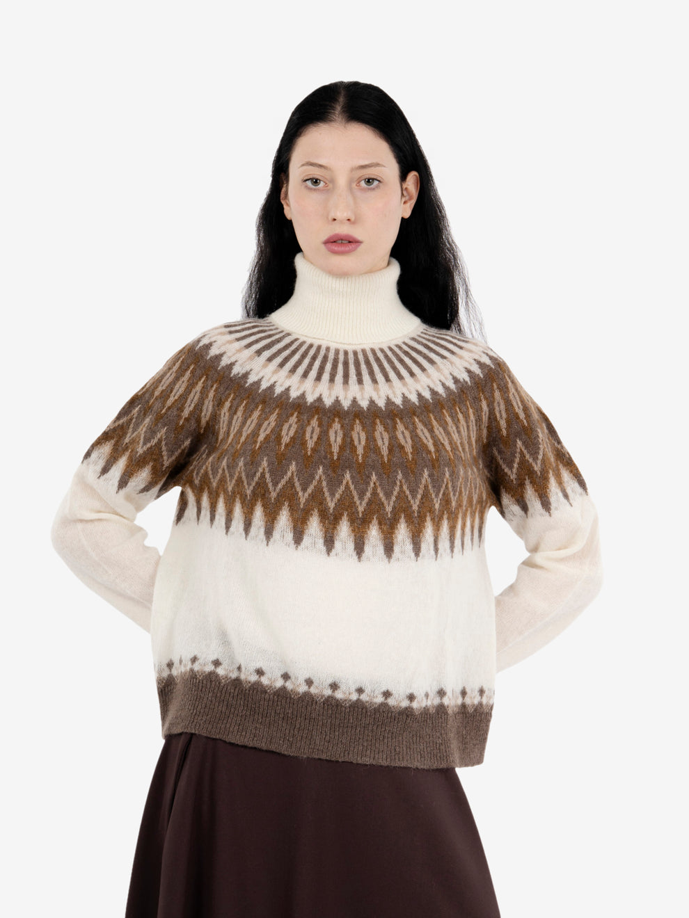 Dolcevita Fair Isle ecru / taupe