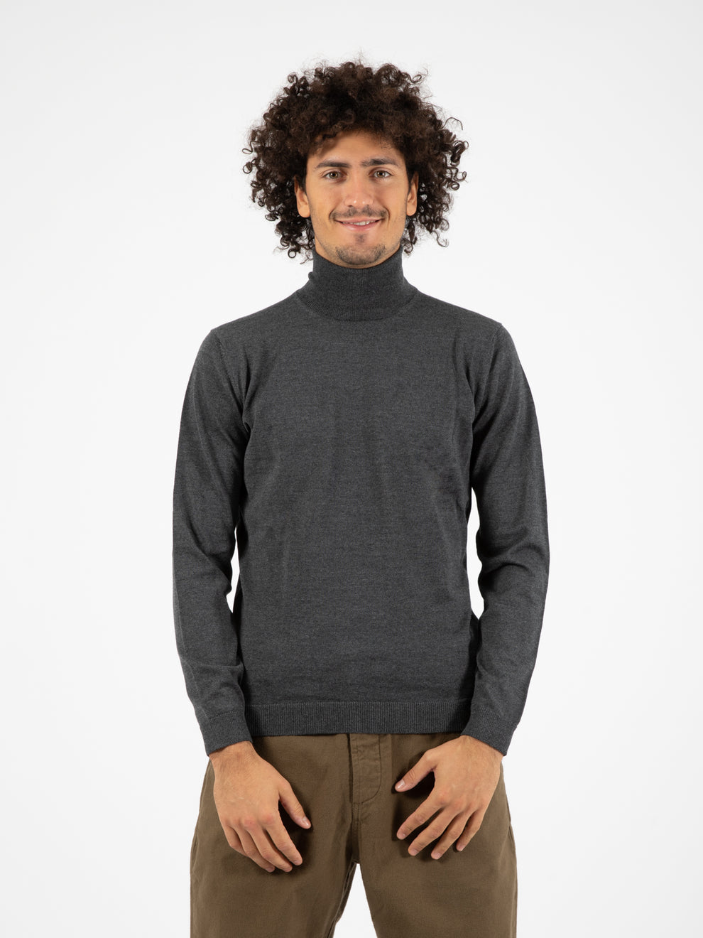 Extrafine merino wool turtleneck slate