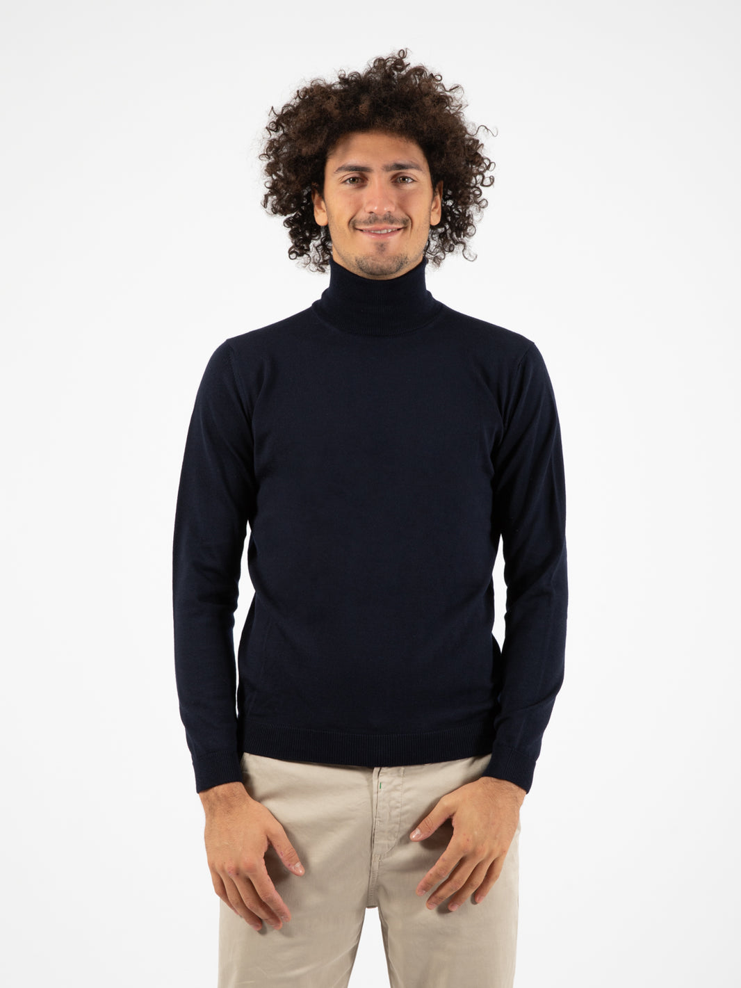 Navy extra fine merino wool turtleneck