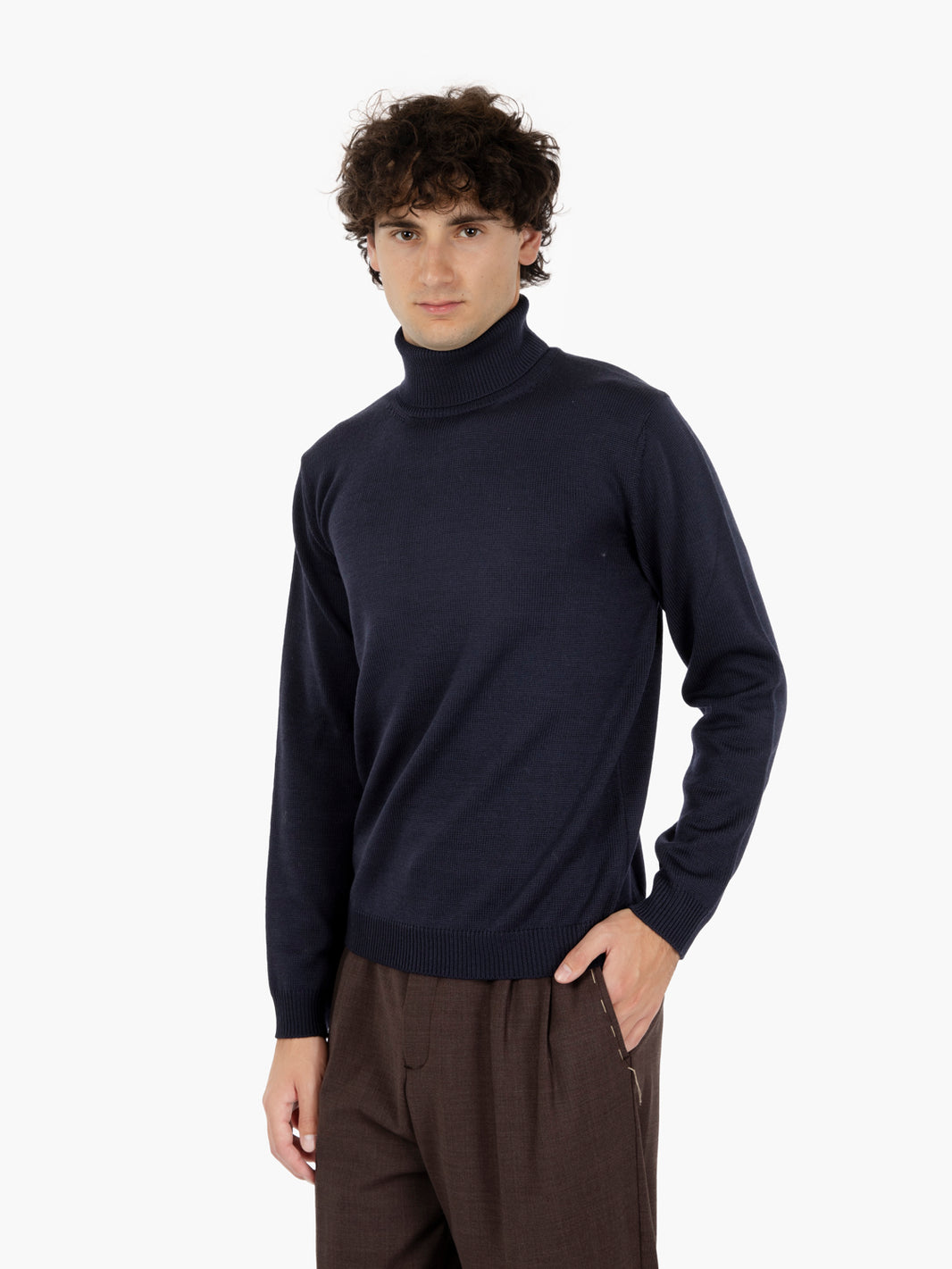 Navy merino wool turtleneck