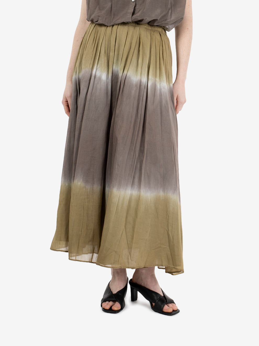 Gonna lunga tie-dye militare / fango