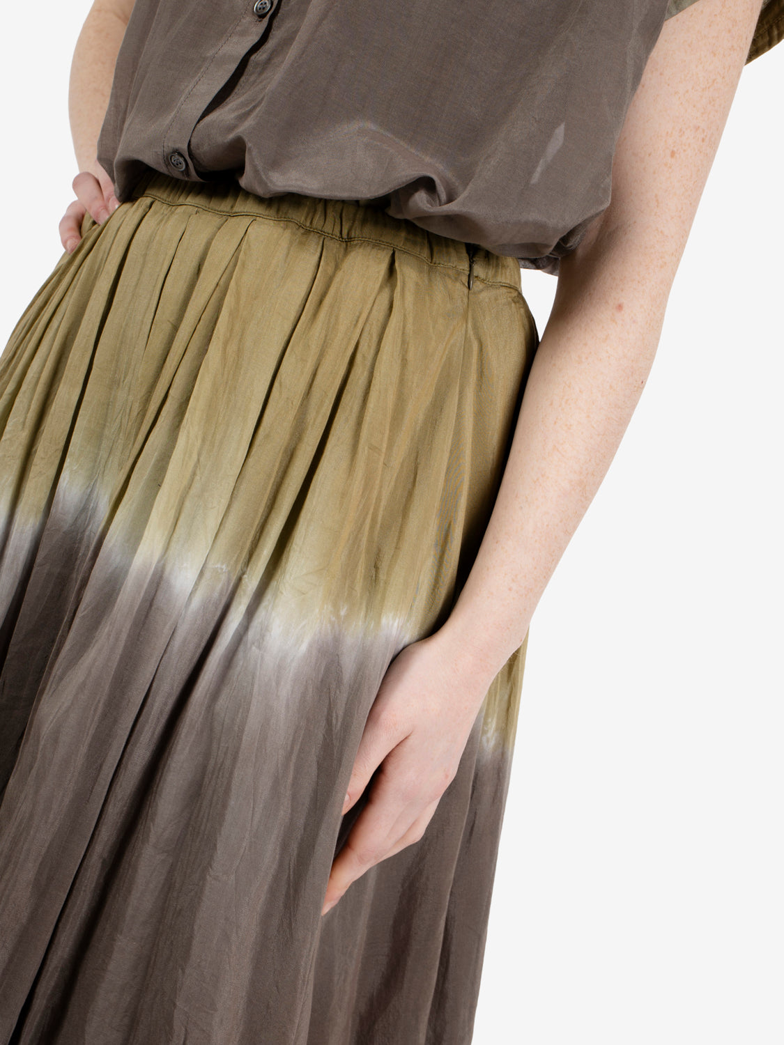 Gonna lunga tie-dye militare / fango