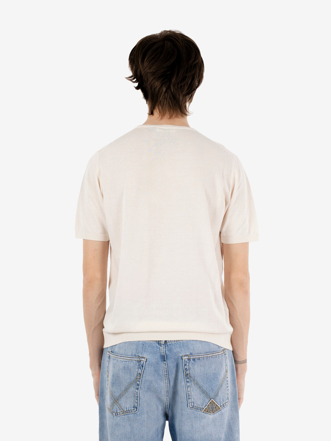 Maglia girocollo a manica corta ecru