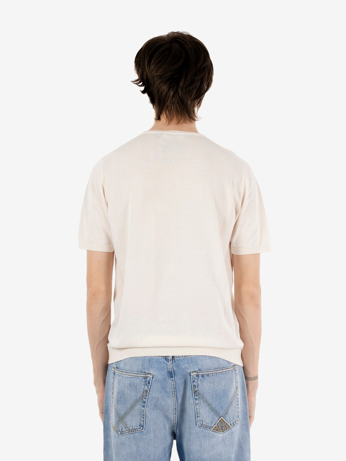 Maglia girocollo a manica corta ecru