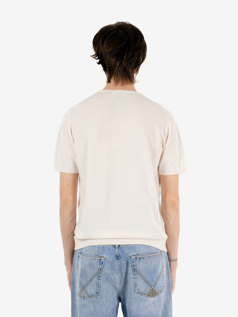 Maglia girocollo a manica corta ecru