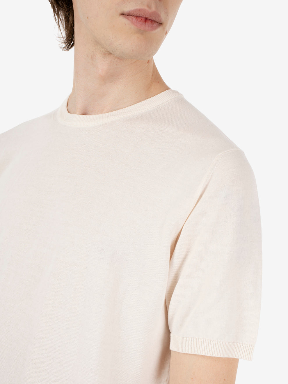 Maglia girocollo a manica corta ecru