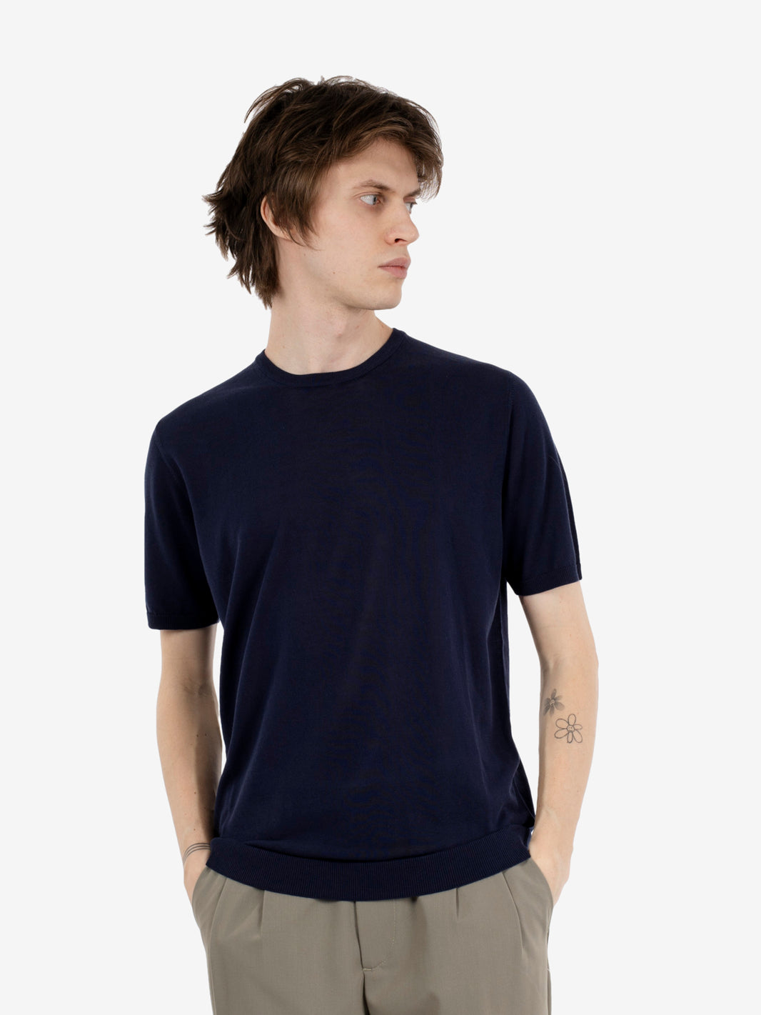 Maglia girocollo a manica corta navy