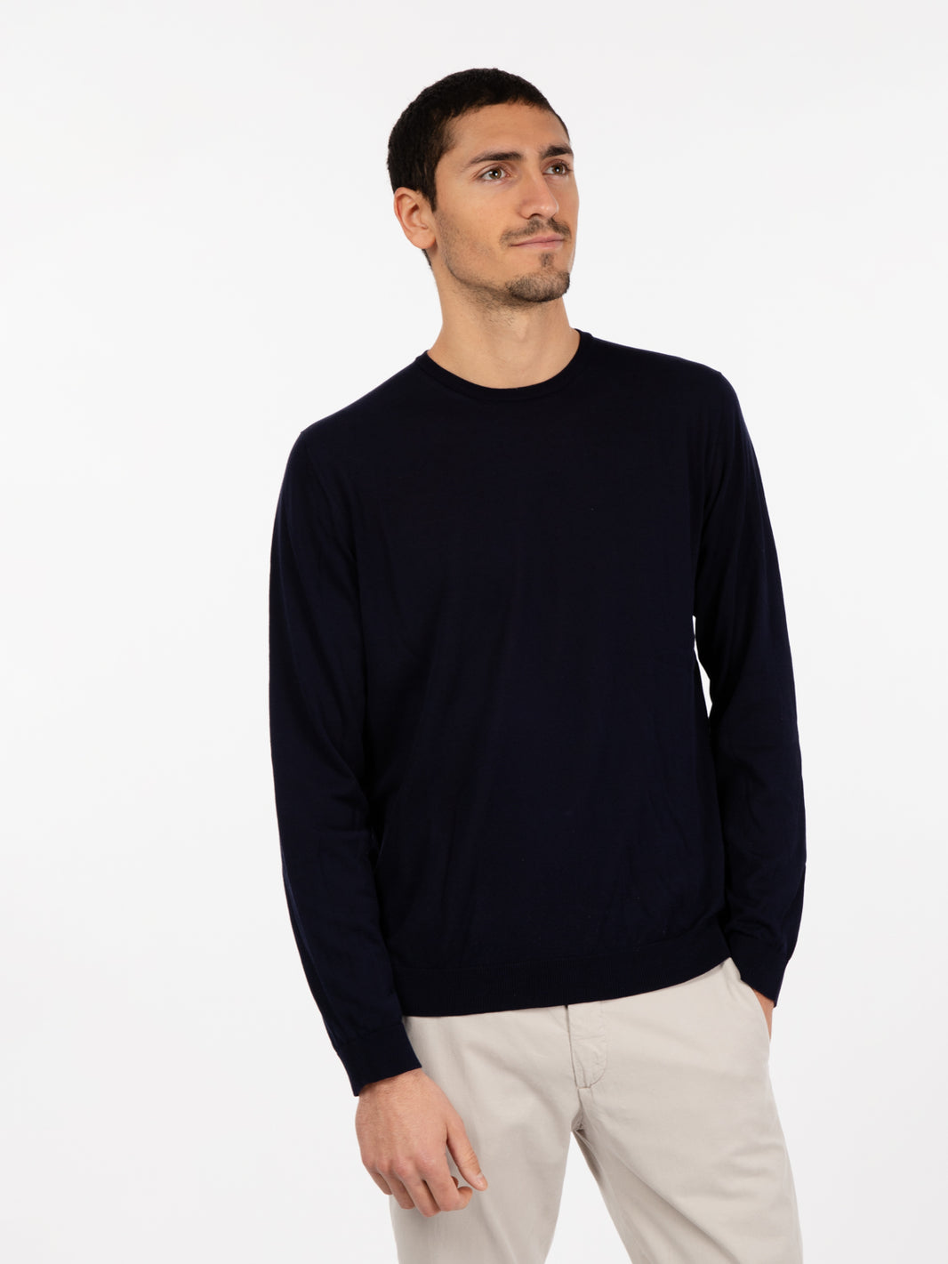 Maglia girocollo maniche lunghe blu navy