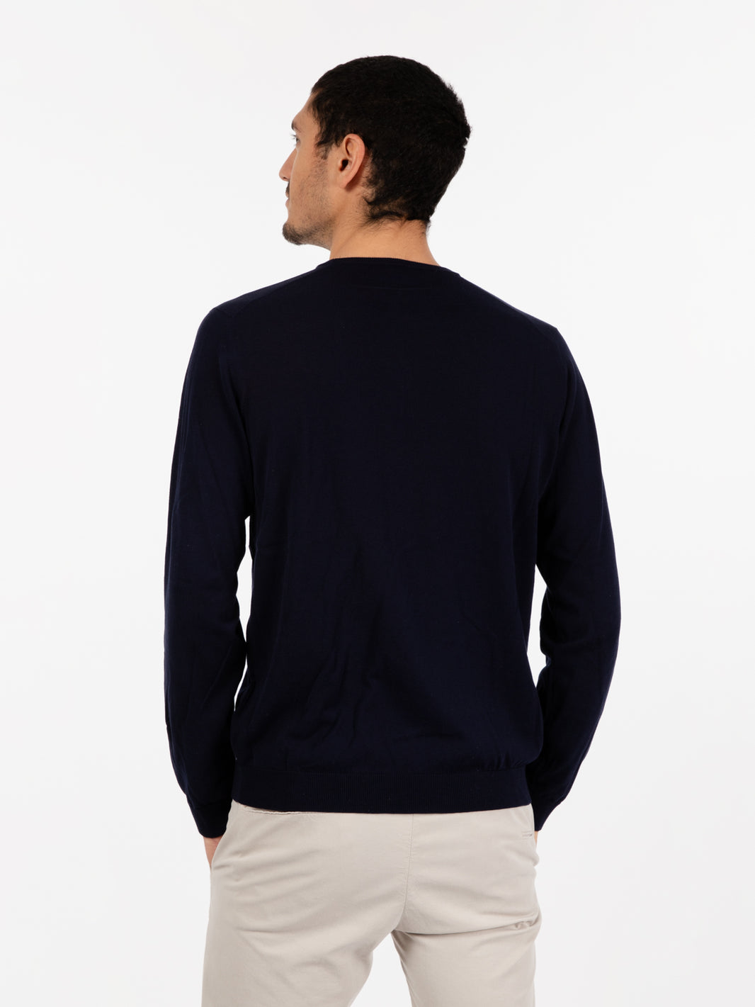 Maglia girocollo maniche lunghe blu navy