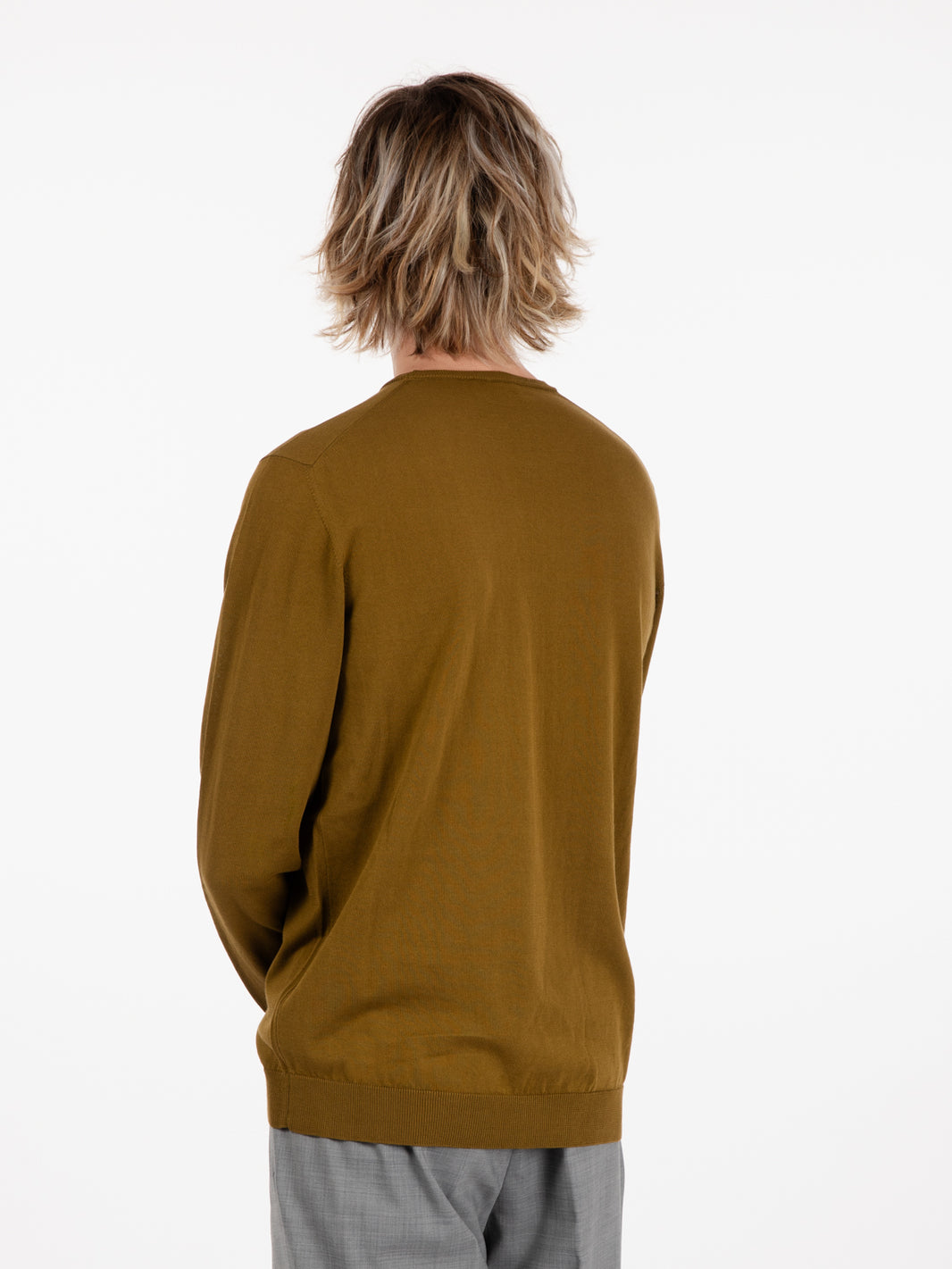 Maglia girocollo maniche lunghe verde militare
