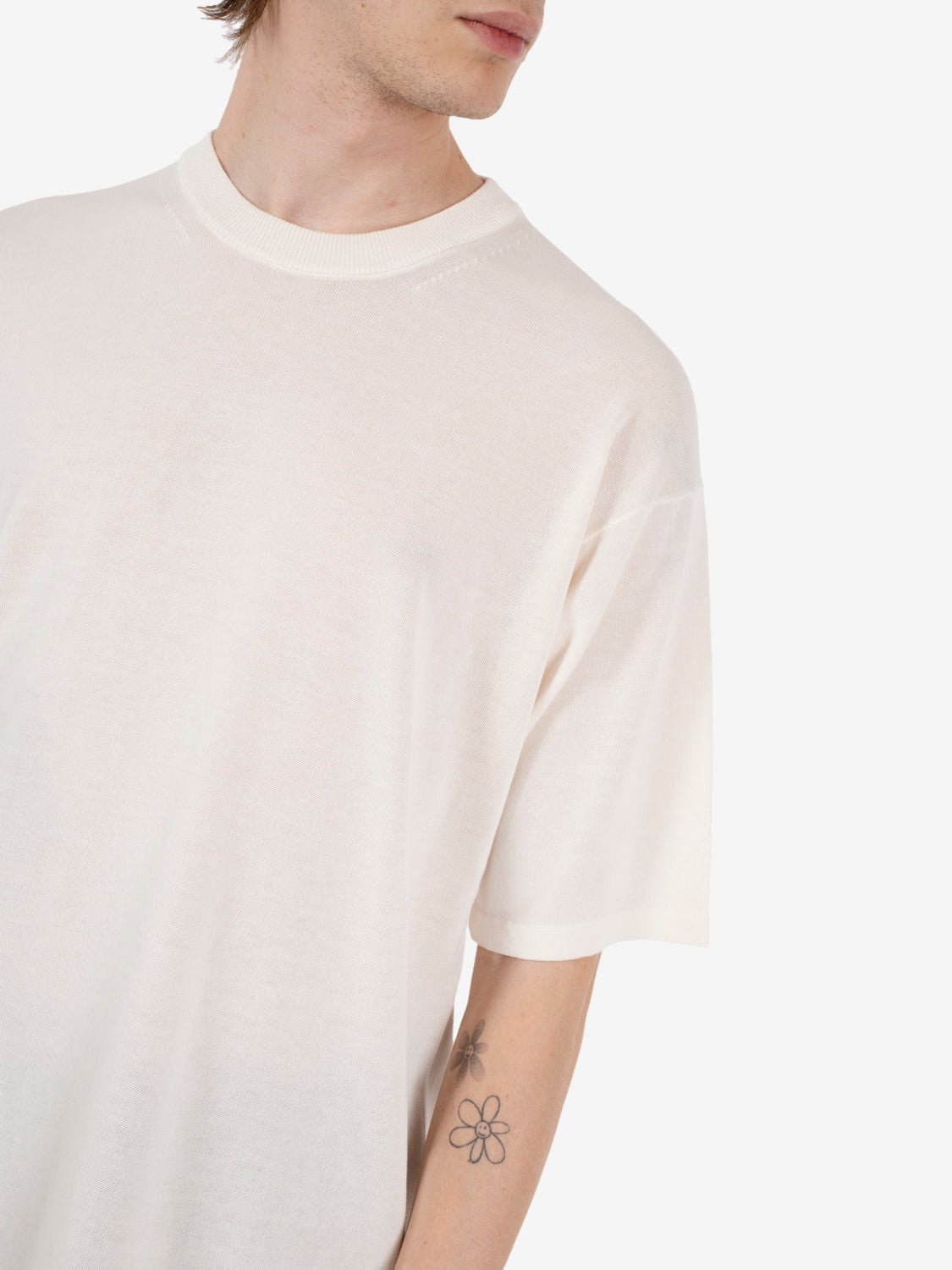 Maglia in cotone comfy fit ecru