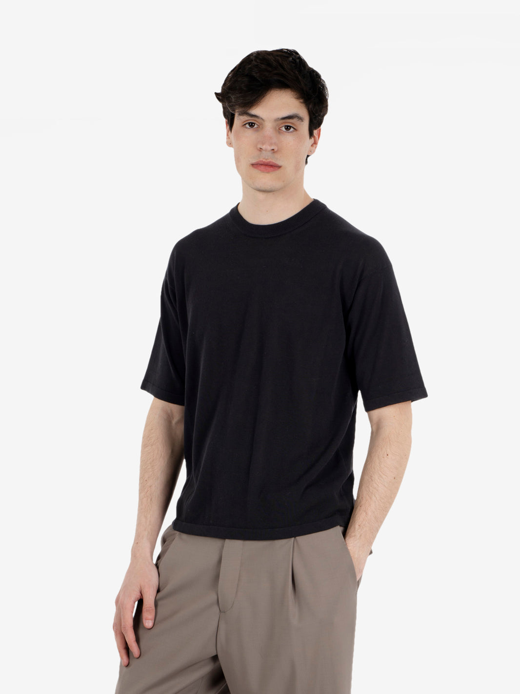 Maglia manica corta in cotone nero