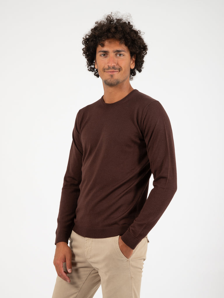 ROBERTO COLLINA - Maglioncino amaranto in lana merino extrafine