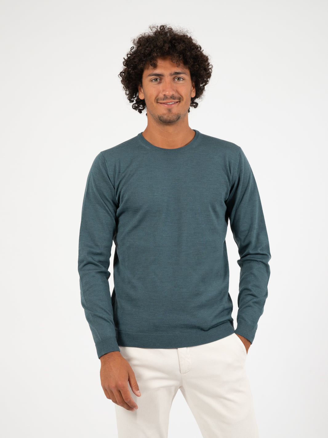 Maglioncino avio in lana merino extrafine