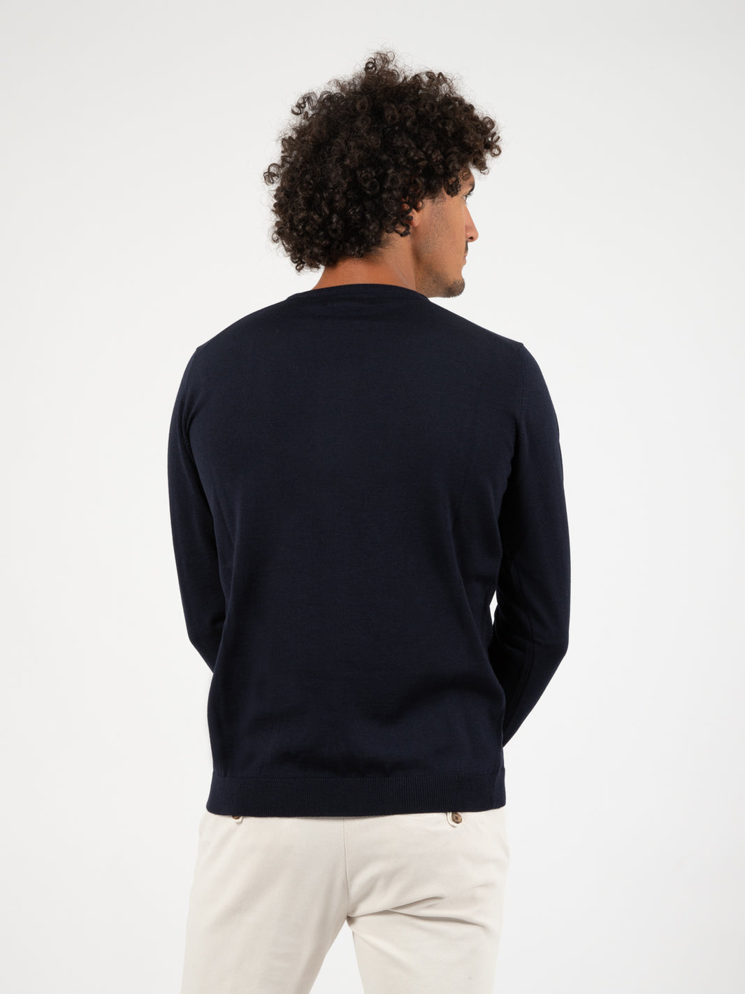 Maglioncino navy in lana merino extrafine