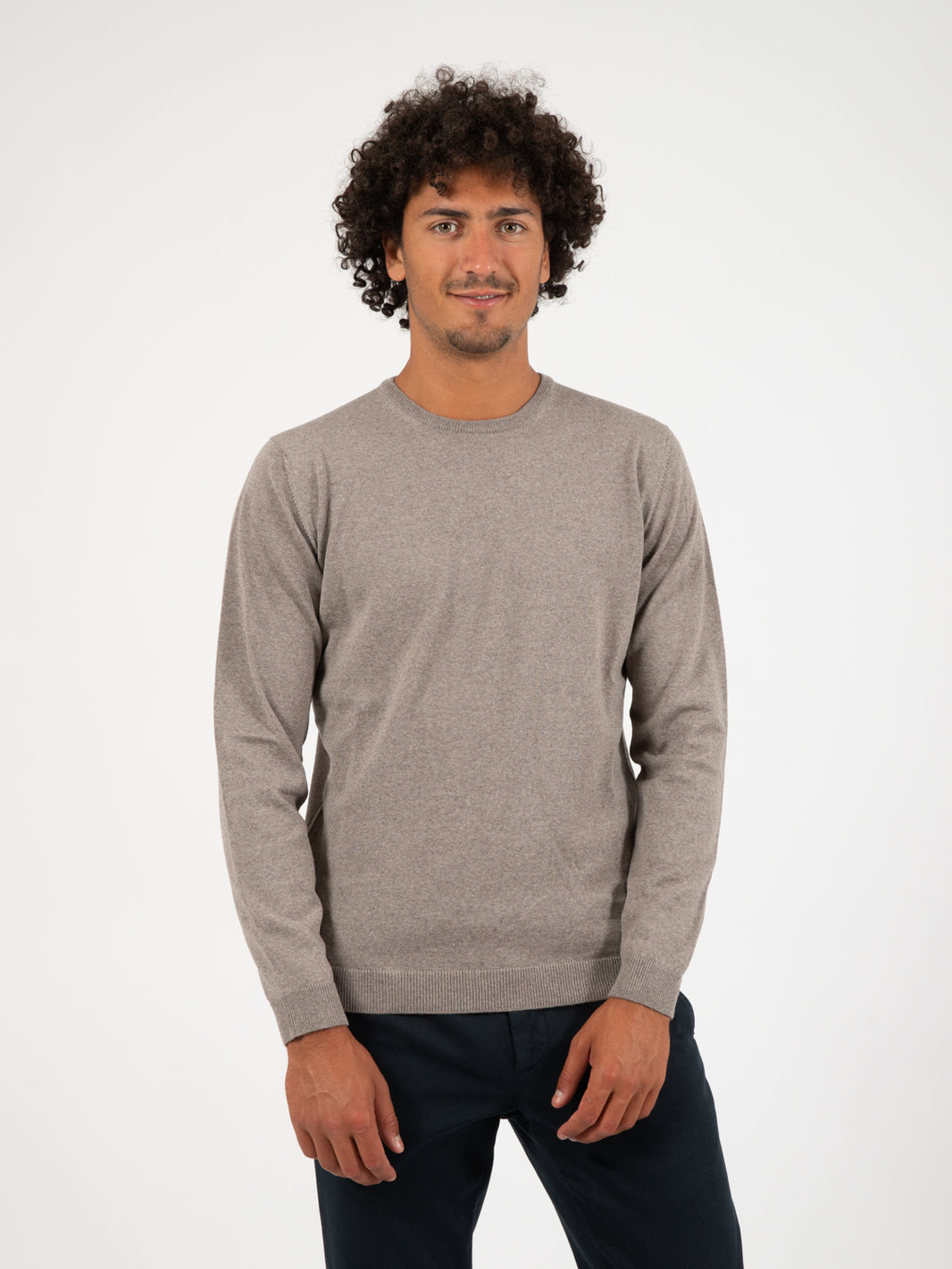 Maglioncino tortora in lana merino extrafine