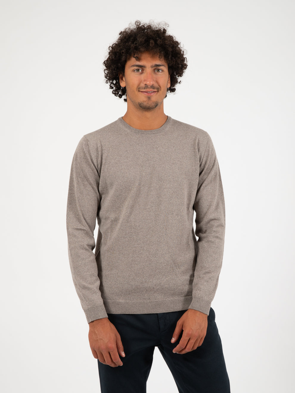 Maglioncino tortora in lana merino extrafine