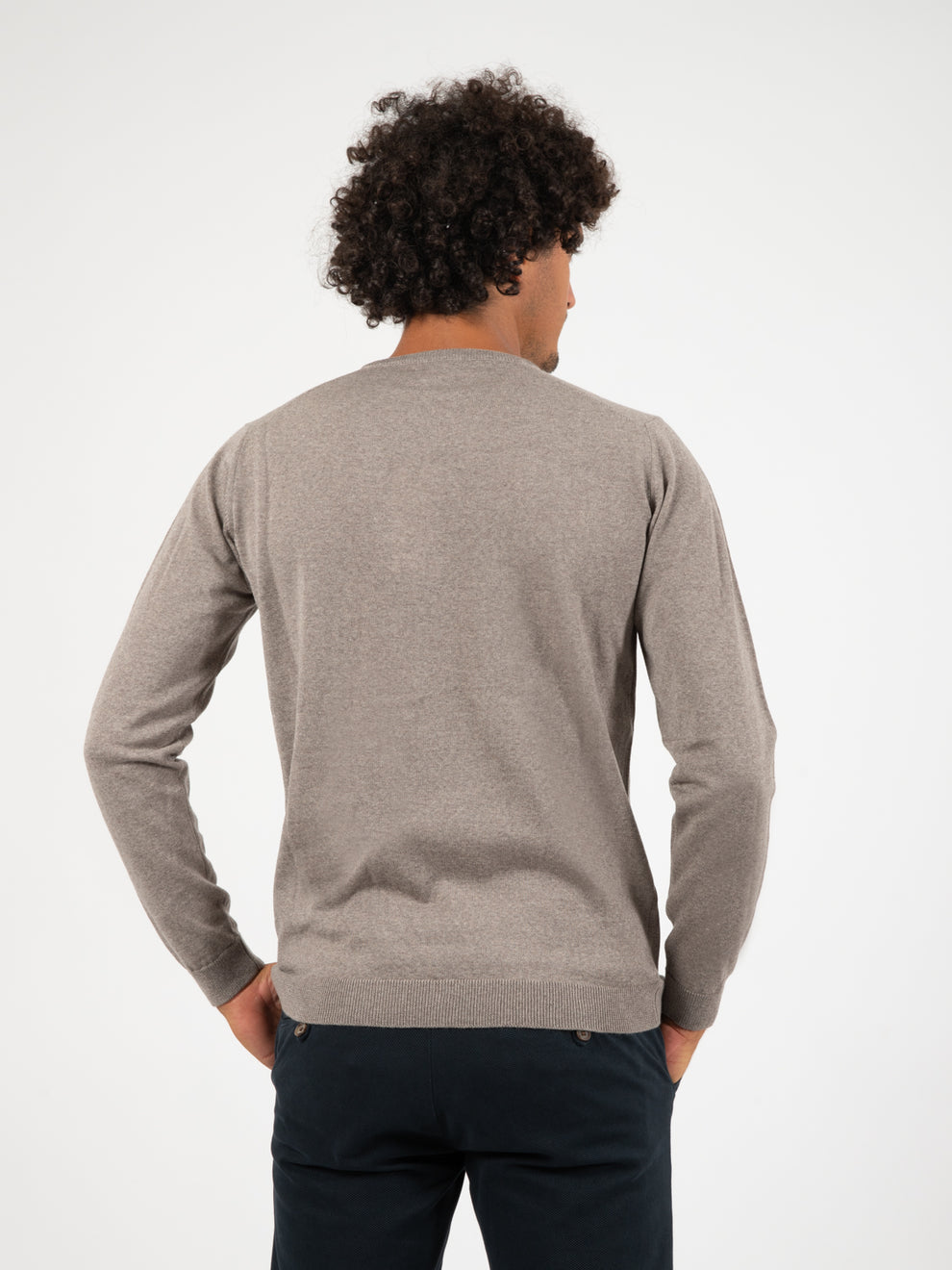 Maglioncino tortora in lana merino extrafine