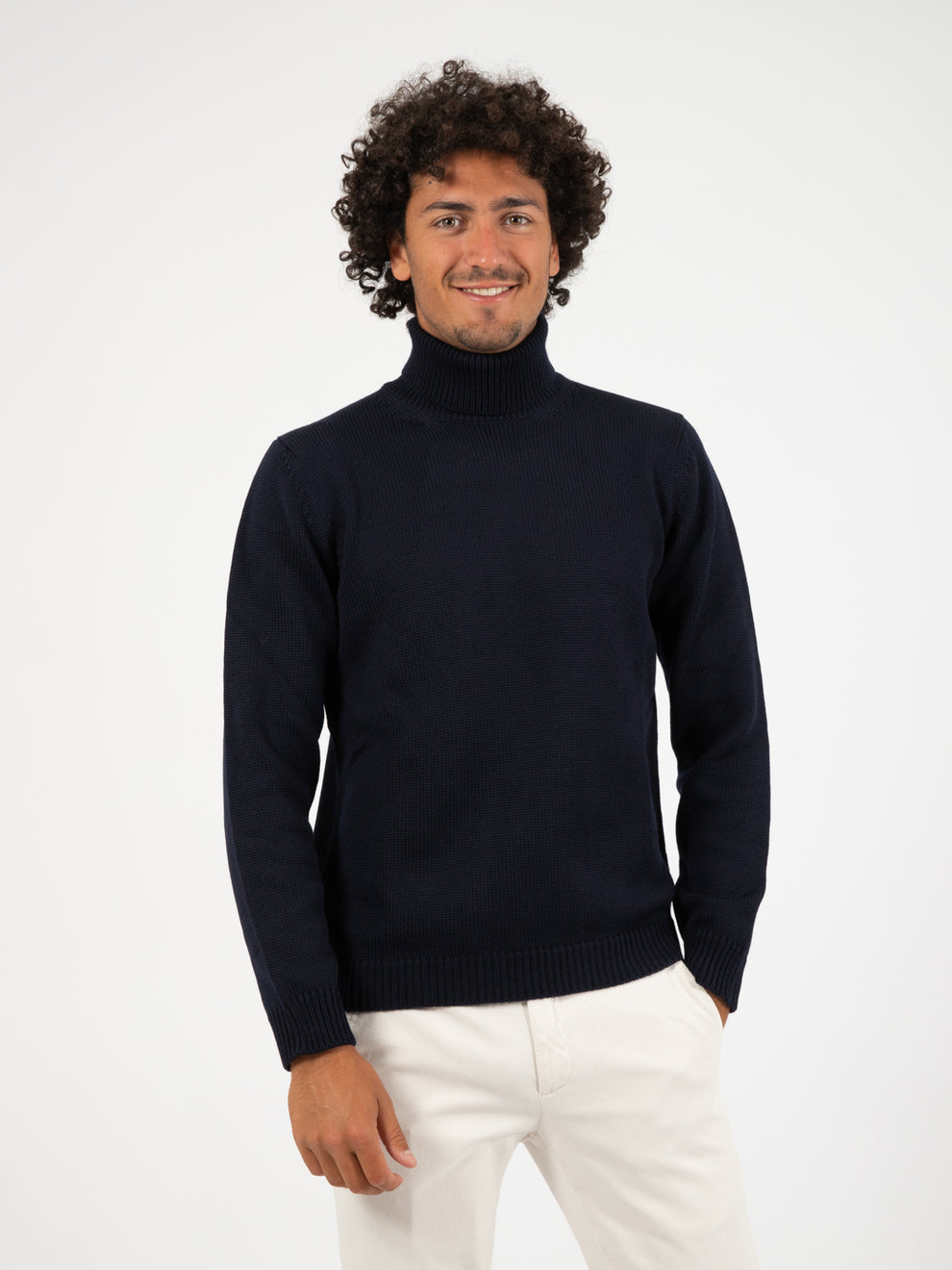 Maglioncino navy in lana merino extrafine