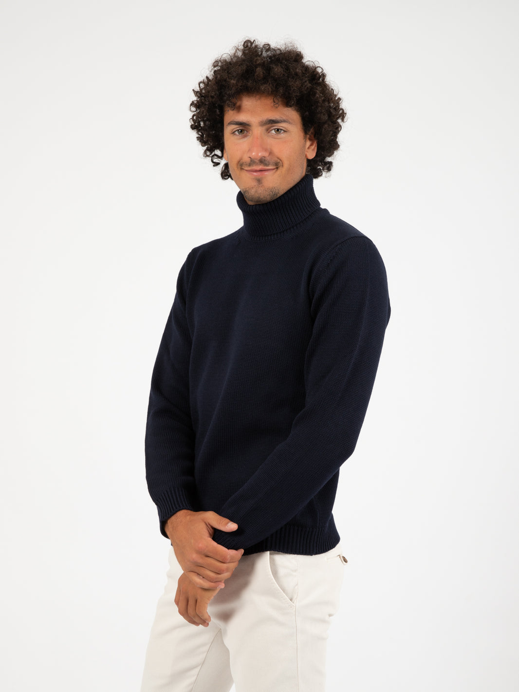 Navy Wool Turtleneck Sweater