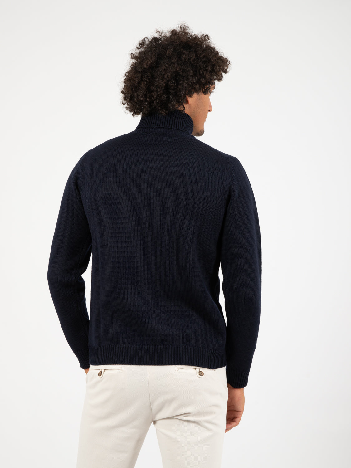 Navy Wool Turtleneck Sweater