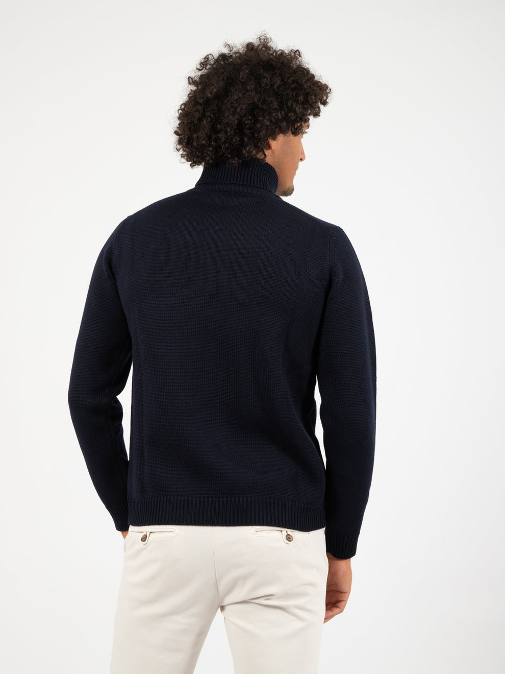 Navy Wool Turtleneck Sweater