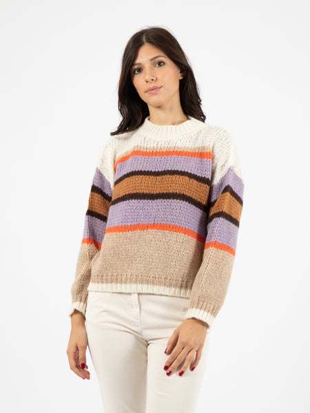 Maglione a righe in alpaca e lana multicolor