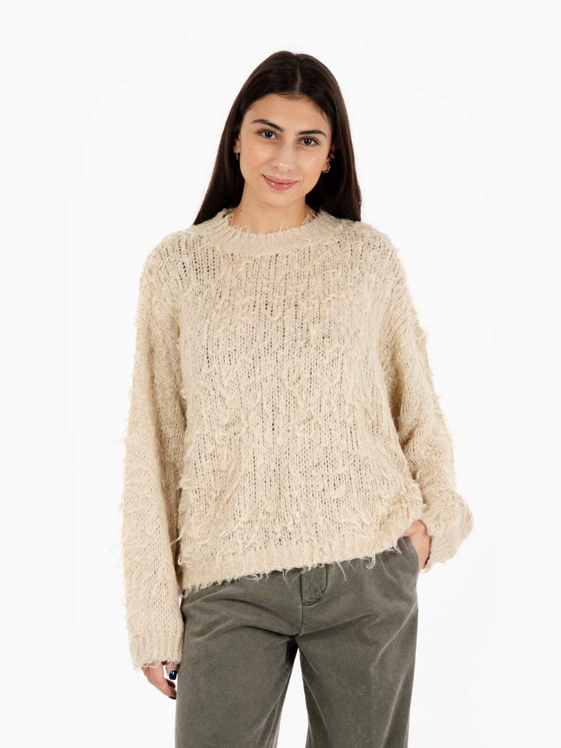 Maglione a trama larga seta avorio