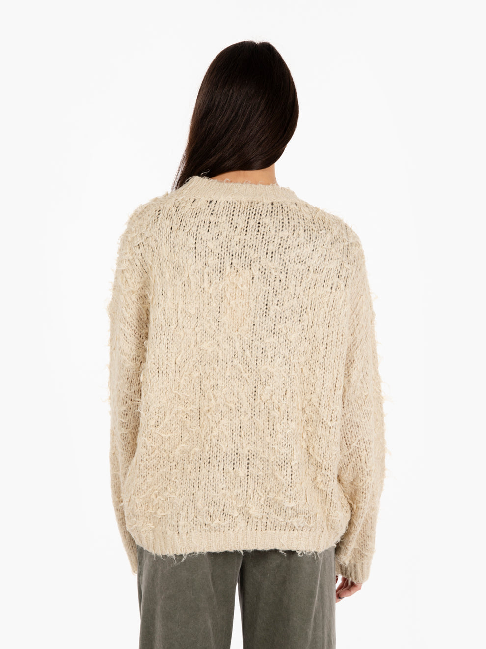 Maglione a trama larga seta avorio